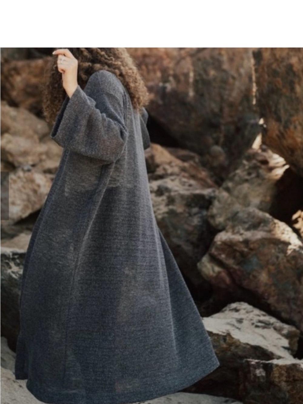 Carly Jean Los Angeles Molly Knit Duster- TAN/BEIGE L - Picture 4 of 8